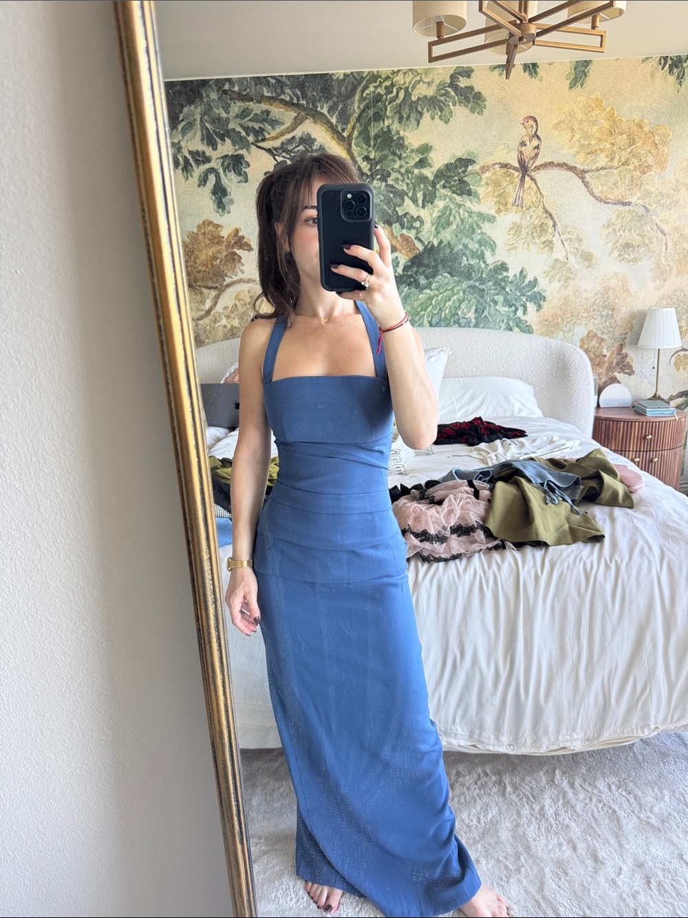 Lioness Dusty Blue Square-Neck Maxi Dress
